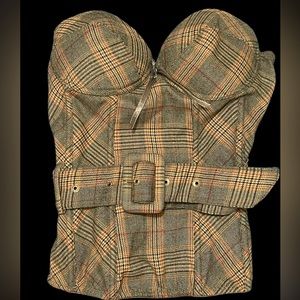 Plaid corset with removable belt